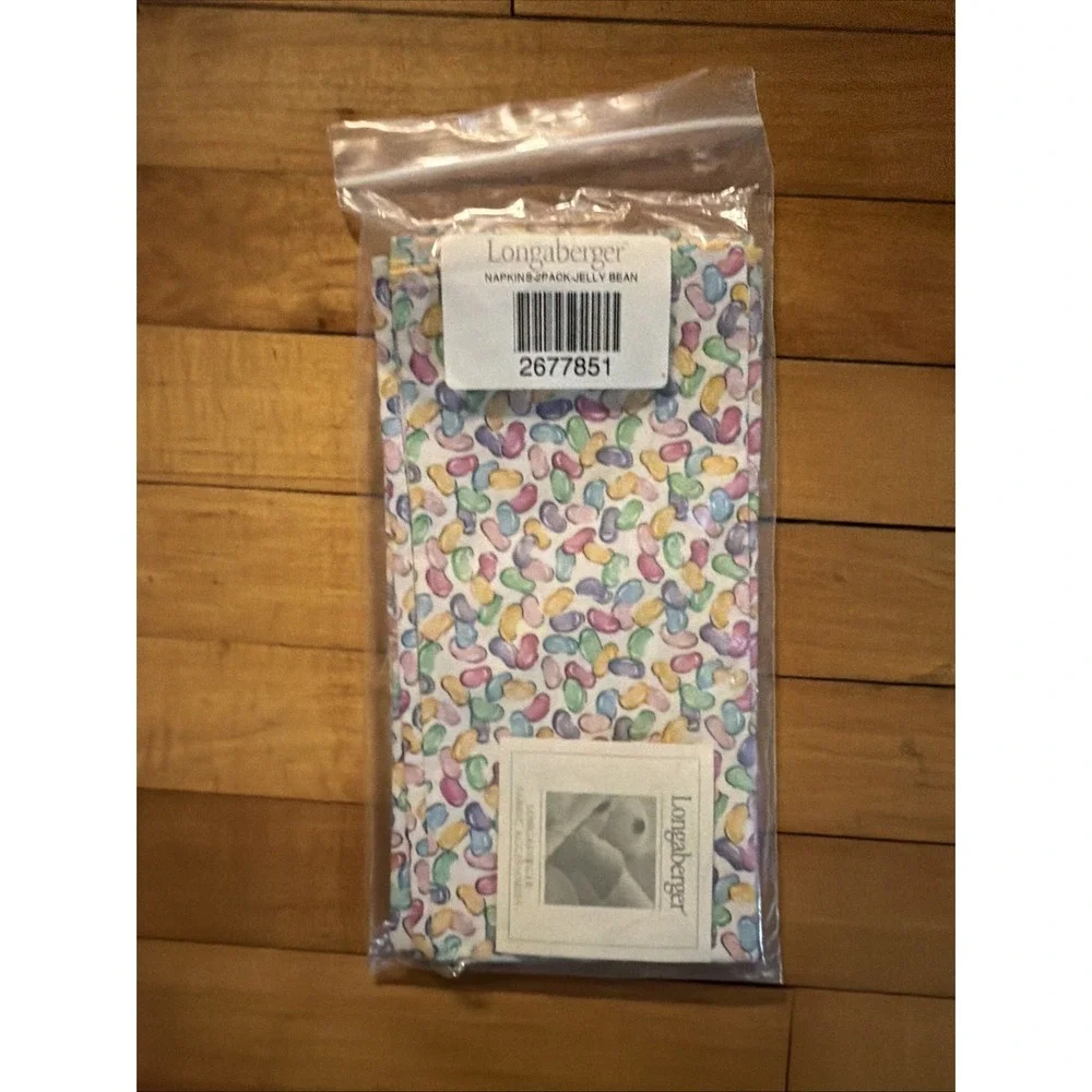 Longaberger 2 Napkins Fabric Jelly Beans new 17